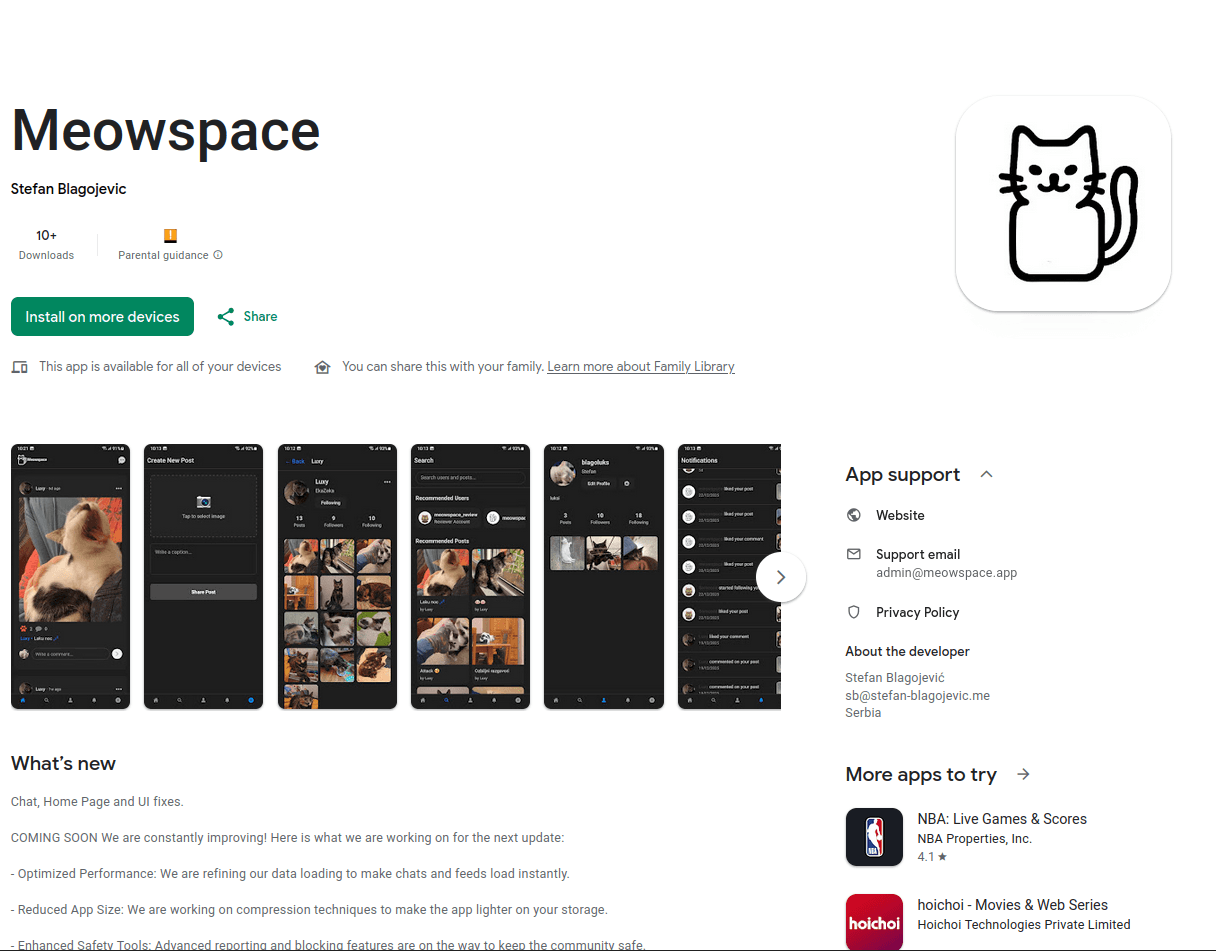 Meowspace Play Store Listing